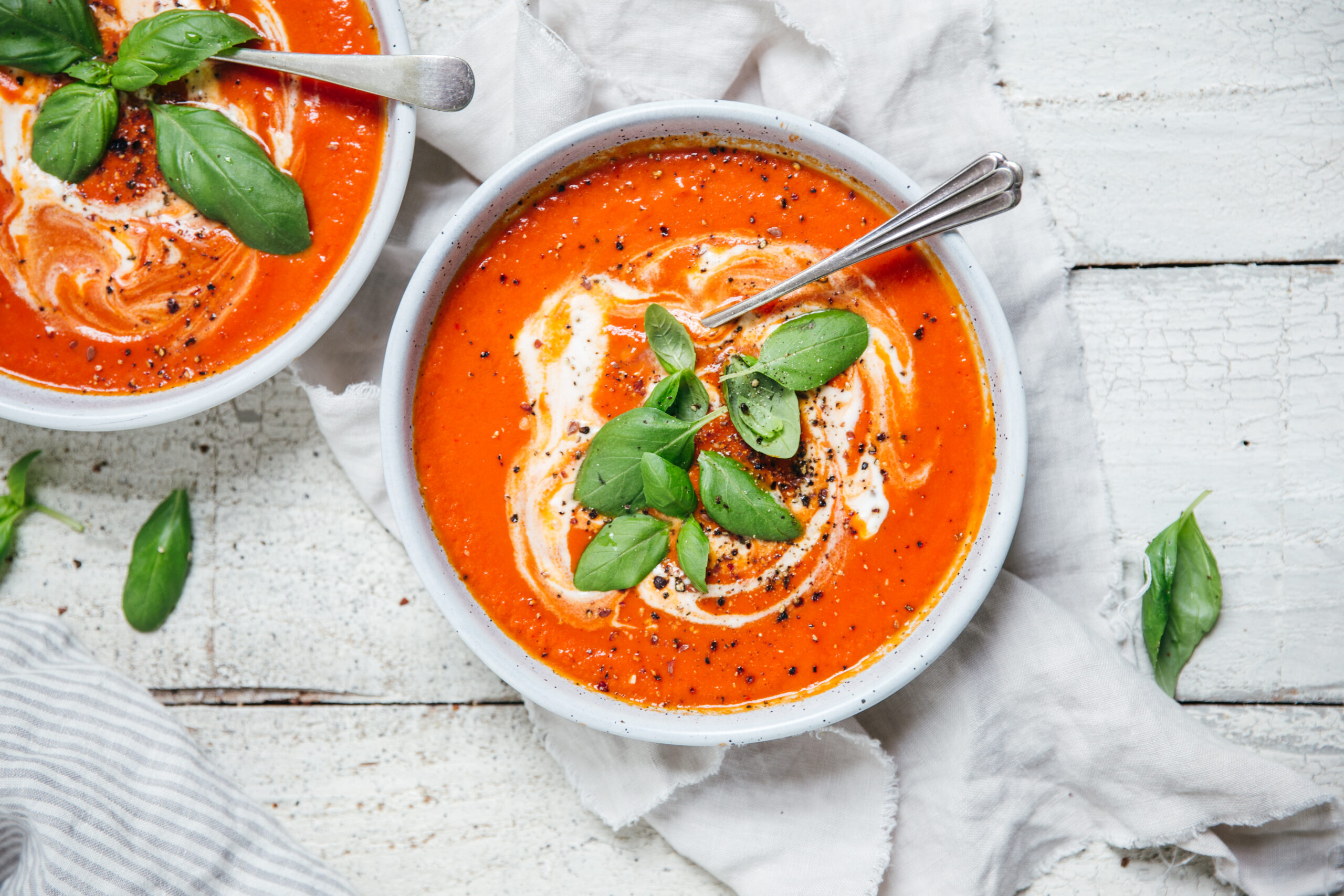 Tomato & Basil Soup with Soft Cheese Swirls - Chantal Organics